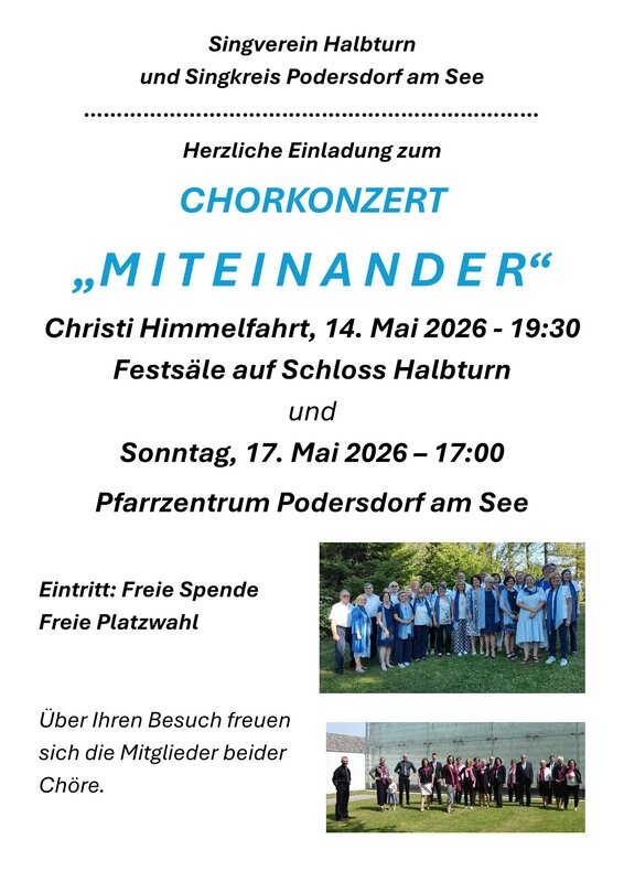 Chorkonzert - Singverein Halbturn, Singkreis Podersdorf
