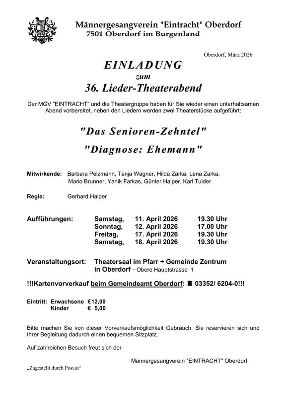 Lieder-Theaterabend Oberdorf
